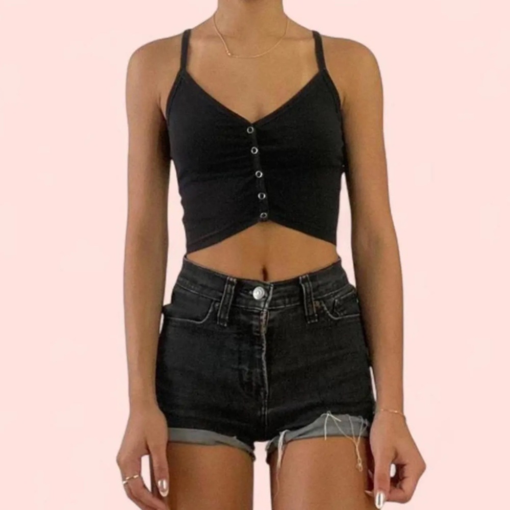 NWT PacSun Snap-Front Black Cropped Cami 🖤 XS